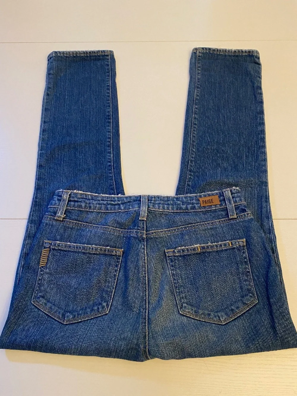 PAIGE Julia Straight Leg Jeans Sz 28 James Wash - Distressed Waist & Raw Hem